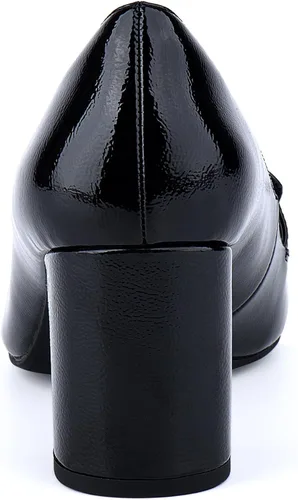 Vista 7 de JENN ARDOR Mocasines de tacón para mujer con punta cuadrada y tacón grueso, mocasines con cadena