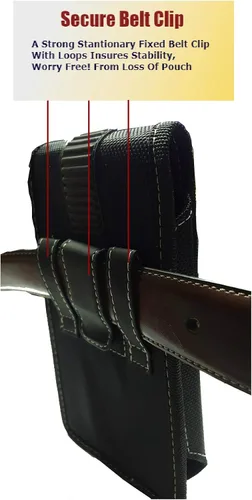 Vista 5 de Funda de nailon para teléfono celular para iPhone 11 (2019), XXL, resistente con soporte fijo para cinturón, cierre magnético, se adapta a fundas