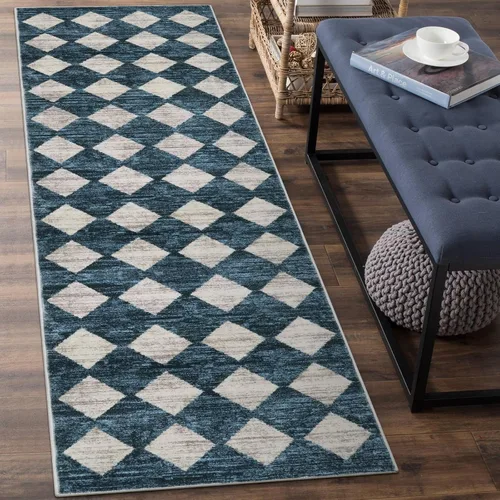 Vista 49 de Lahome - Tapete con diseño de entramado marroquí, a cuadros, pequeño, suave y antideslizante, moderno, resistente a las manchas, para puerta Negro