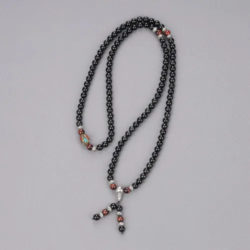 Vista 4 de COAI Pulsera de piedra obsidiana negra Collar Mala Beads 108, Piedra, Obsidiana
