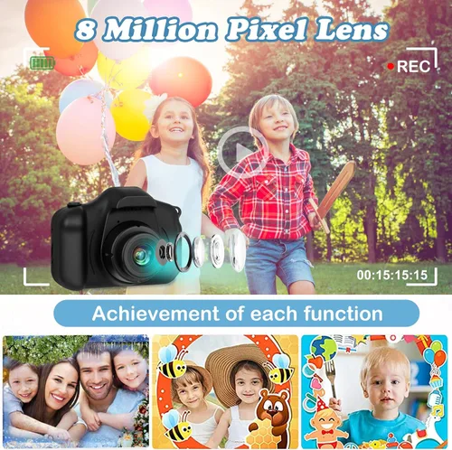 Vista 5 de Zeacool Cámara para niños, cámara de video digital HD, juguetes para niños de 3 4 5 6 7 8 9 años para niños/niñas, cámara selfie para niños, regalos