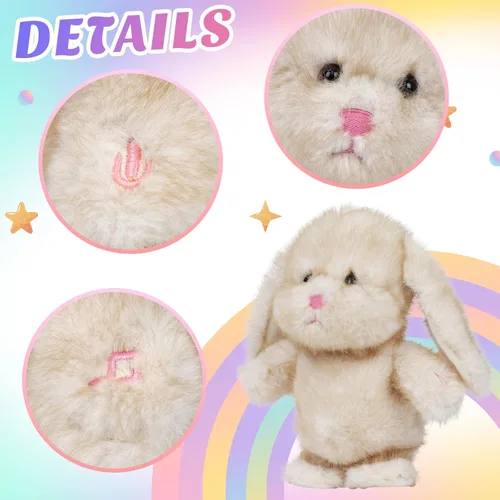 Vista 4 de Easfan - Conejo parlante, repite lo que dices caminando y cantando, animal de peluche interactivo, juguete de peluche animado gracioso que habla