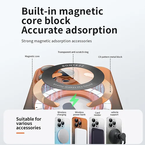 Vista 4 de Losin Funda compatible con iPhone 15 Pro Max con soporte magnético [compatible con MagSafe], bonita funda de color degradado con protector de lente