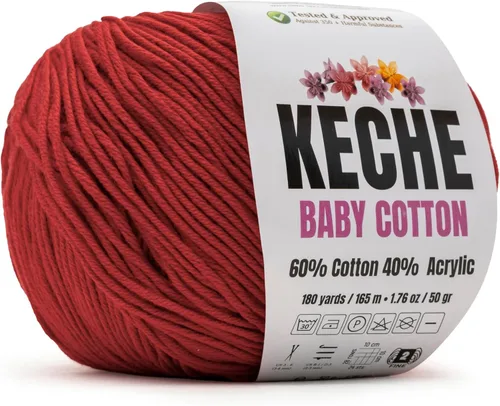 Vista 102 de Keche Hilo de Algodón, 60% Algodón 40% Hilo Acrílico, Hilo de Algodón Suave para Crochet y Tejer, Hilo Amigurumi 1 Madeja/Bola 1.76 Oz (50g) / 180