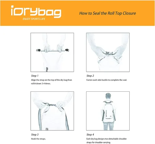 Vista 7 de [Usado] IDRYBAG Bolsa seca para kayak impermeable 2L/5L/10L/15L/20L, pequeña bolsa impermeable para navegación