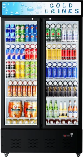 Vista 7 de Refrigeradores comerciales de bebidas Refrigerador de puerta de cristal Puerta de visualización vertical con estantes ajustables