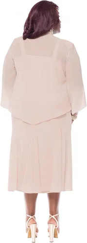 Vista 2 de R&M Richards - Vestido de gasa con cuentas para mujer