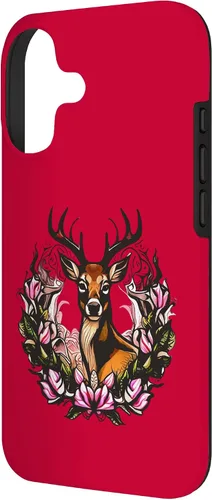 Vista 2 de Arkansas Deer with Antlers and Apple Blossom Tattoo Art Case for iPhone 17