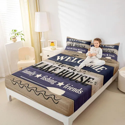 Vista 21 de Erosebridal Fishing Fitted Sheet Twin for Boys, Big Pike Fish Black Bed Sheets for Rustic Farmhouse Lake House Decor, Fishing Bedding Set Marine