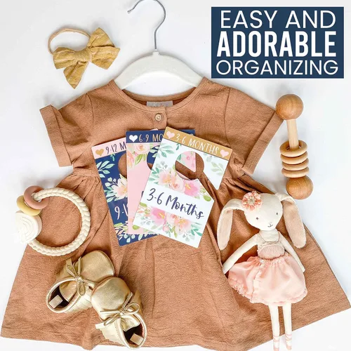 Vista 8 de Hadley Designs 6 divisores de tamaño de armario para bebé niña - Divisores florales para armario de bebé por mes, organizador de armario de bebé