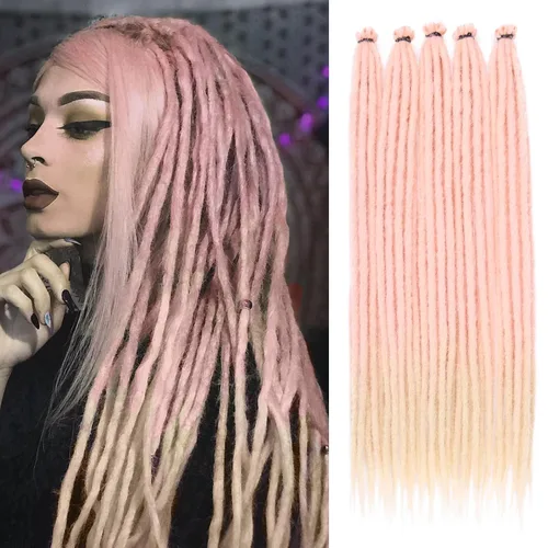 Vista 21 de Leeven Extensiones de Rastas Sintéticas de Doble Punta de 24 Pulgadas 30 Hebras Rastas Boho 613 Rubio 3 Estilos Mixtas Onduladas Rizadas DE Rastas