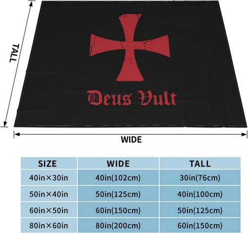 Vista 4 de Deus Vult Knights Templar Cross - Manta térmica, ligera, súper suave y cálida para todas las estaciones, para sofás