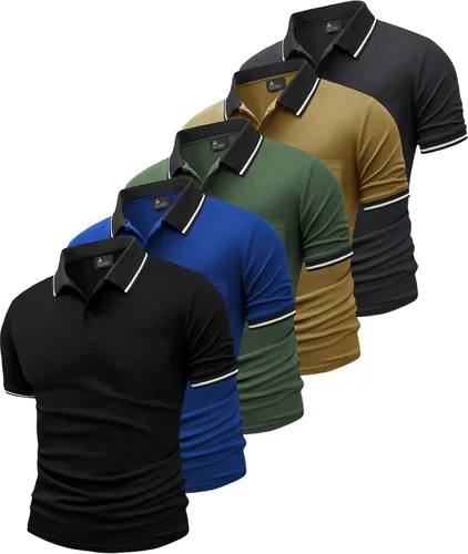 Vista 12 de GEEK LIGHTING Paquete de 5 camisas polo para hombre con bolsillo