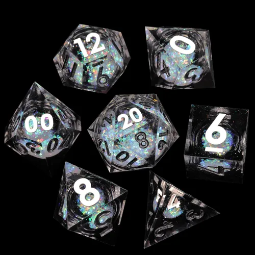 Vista 14 de Mini Planet Poliédrico MTG Sharp Edge Liquid Core Dungeons and Dragons RPG Resina Hecho a Mano 7Pcs DND Juego de dados