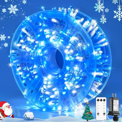 Vista 33 de JMEXSUSS 200 luces LED de Pascua al aire libre e interior para decoraciones, 66 pies conectables pastel luces de Pascua cadena de alambre