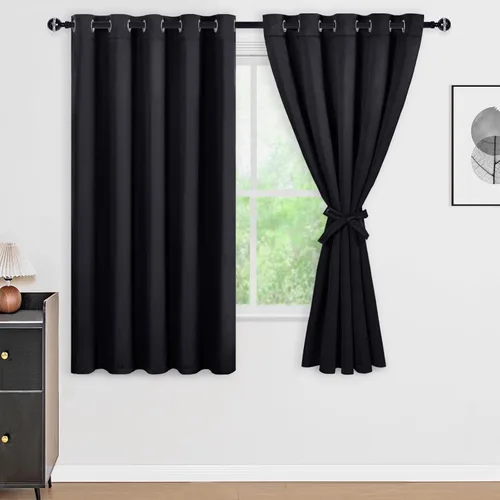 Vista 105 de DWCN - Cortinas 100% opacas para dormitorio con forro negro, cortinas de ventana de doble capa con aislamiento térmico que oscurecen toda la Azul