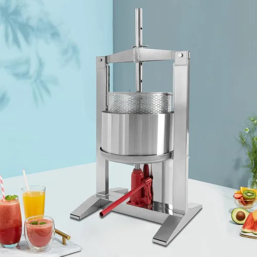 Vista 2 de Bacocoo - Prensa de frutas de acero inoxidable de grado comercial de 20L, exprimidor manual hidráulico de 3 toneladas, prensa de frutas para vino