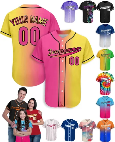 Vista 40 de Camiseta de béisbol personalizada para hombres, mujeres y niños con nombre, número y logotipo, camisetas de sóftbol personalizadas, S-4XL