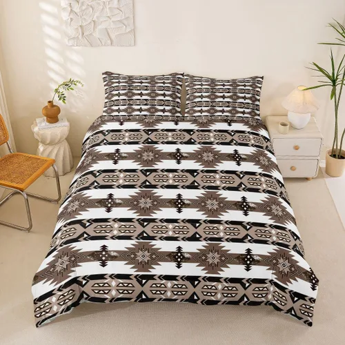 Vista 15 de Erosebridal Juego de funda de edredón estilo bohemio occidental tamaño individual, diseño de vaca atrapasueños del suroeste, juego de ropa de cama