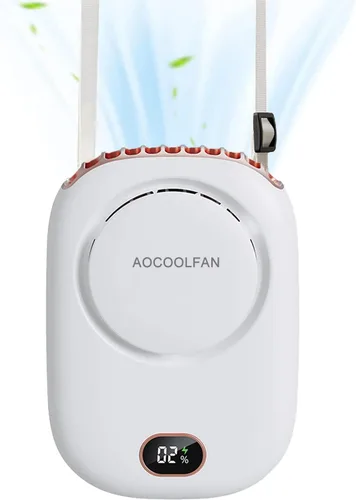 Vista 10 de AOCOOLFAN Ventilador de cuello portátil, mini ventilador de mano personal pequeño recargable por USB de 3 velocidades para niñas, niños y mujeres