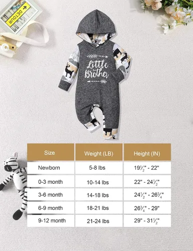 Vista 7 de Ropa de bebé niño, estampado de letras de manga larga mameluco ropa de bebé para niño