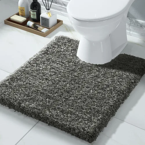 Vista 30 de Yimobra Alfombras de baño en negro y blanco antideslizantes lavables, tapetes de baño ultra suaves y absorbentes de agua, alfombra de ducha suave