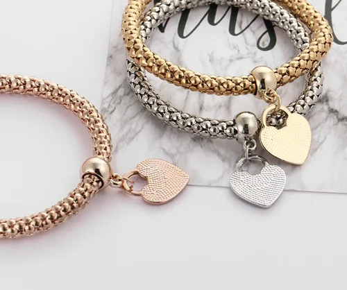 Vista 5 de Rrdaily 3 pulseras de árbol de la vida de oroplataoro rosa, pulsera elástica de cristal multicapa para mujer
