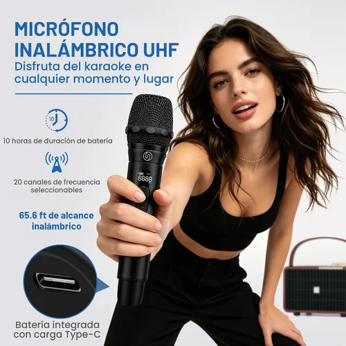 Vista 6 de Altavoz Bluetooth portátil 240W de potencia máxima Altavoz inalámbrico Borgoña