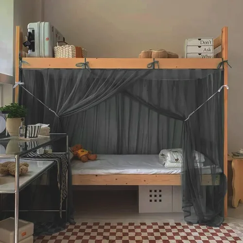 Vista 20 de 4 postes esquineros para dormitorio de estudiantes, litera, mosquitera, mosquitera, cortinas de cama para estudiantes, dormitorio, escuela