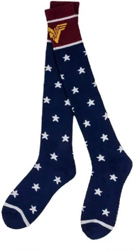 Vista 2 de Wonder Woman Classic Logo Calcetines hasta la rodilla DC Comics con licencia