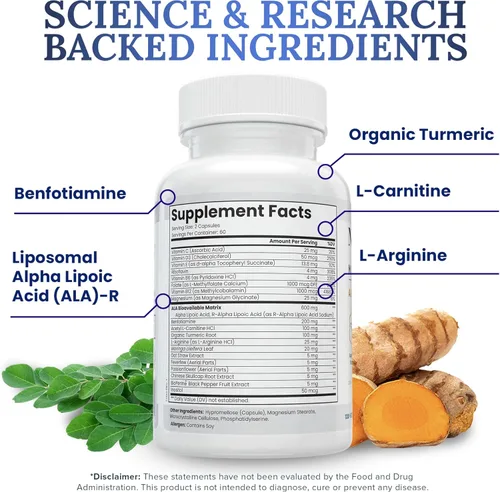 Vista 7 de Zen Nutrients NeuraZenX Suplemento de Apoyo Nervioso y Apoyo para Neuropatía Periférica con 1200mg de Ácido Alfa Lipoico (ALA), Benfotiamina