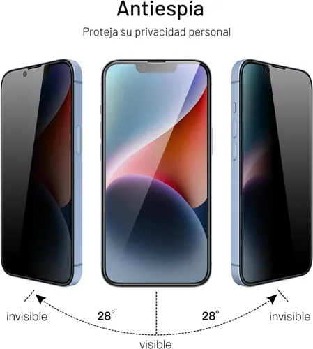 Vista 3 de JETech Protector de pantalla de privacidad para iPhone 14 Plus, paquete de 2 Vidrio templado de cobertura completa, protección de borde a borde
