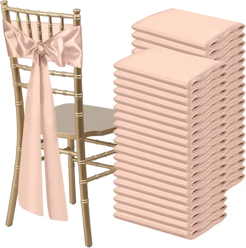 Vista 22 de 10 PCS Lazos de Satén Azul Bebé para Sillas Bandas Universales Cintas para Sillas Lazos Traseros para Bodas Fiestas Recepciones Eventos Banquetes