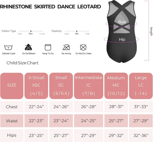 Vista 5 de Phineein Leotardos de gimnasia para niñas con espalda cruzada, sin mangas, para ballet, danza, elegante, cruzado