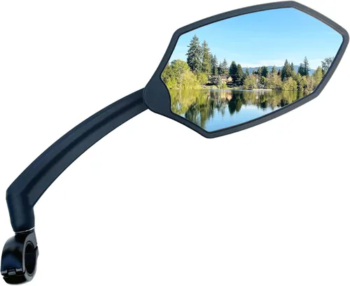 Vista 7 de Hafny Nuevo espejo para manubrio de bicicleta, lente de vidrio HD, espejo retrovisor ajustable y giratorio para bicicleta, resistente a explosiones