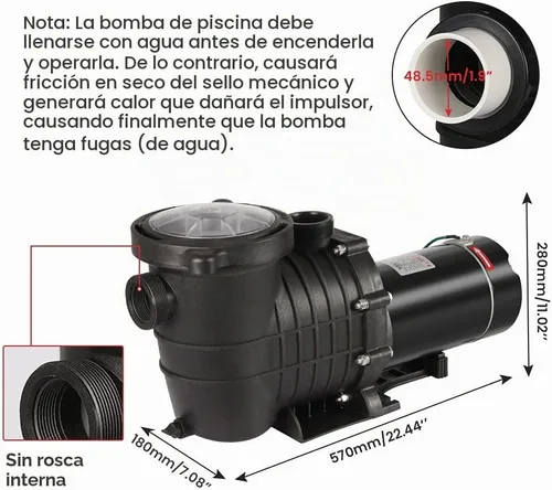 Vista 5 de Anbull Bomba de piscina de 1.5HP 6480GPH para tierra/sobre el suelo, potentes bombas de piscina autocebantes de doble voltaje para piscinas