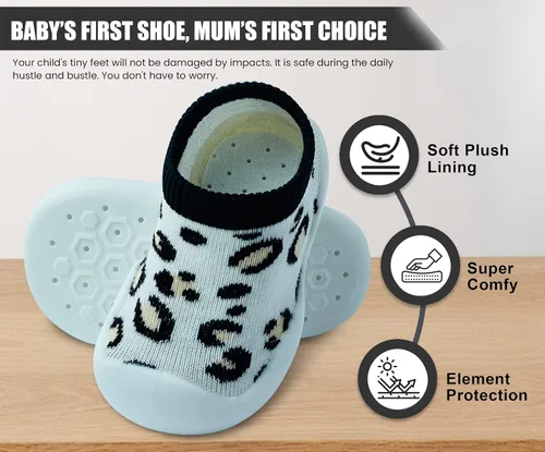 Vista 4 de Baby Shoes Boys Girls First Walking Shoes Non Slip Soft Sole Sneakers Toddler Infant Babygirl Sock Shoes