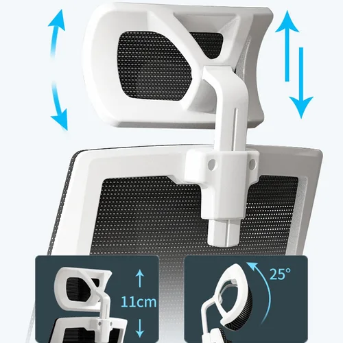 Vista 4 de Silla de oficina ergonómica de malla, silla de escritorio ejecutiva de computadora con respaldo alto con reposacabezas y reposabrazos abatibles