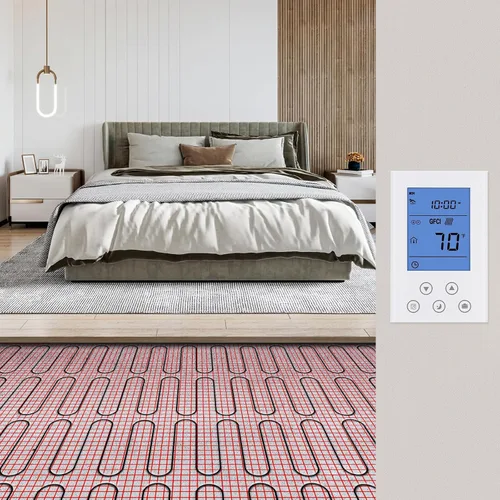 Vista 8 de VEVOR Alfombrilla de calefacción de suelo, 10 pies cuadrados 14℉-113℉ Sistema eléctrico de calefacción por suelo radiante con termostato digital