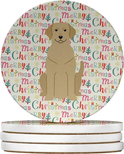Vista 88 de Abyssinian Sand Terrier Merry Christmas - Posavasos grandes de piedra arenisca (4 unidades)