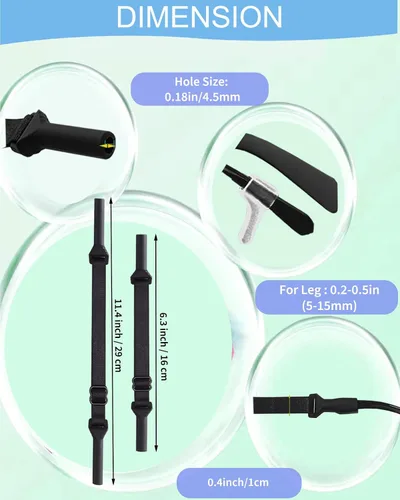Vista 3 de Correa de lentes para niños y niñas (6.5 a 10 pulgadas), correas de silicona para lentes para mujeres y hombres, correa para lentes para niños