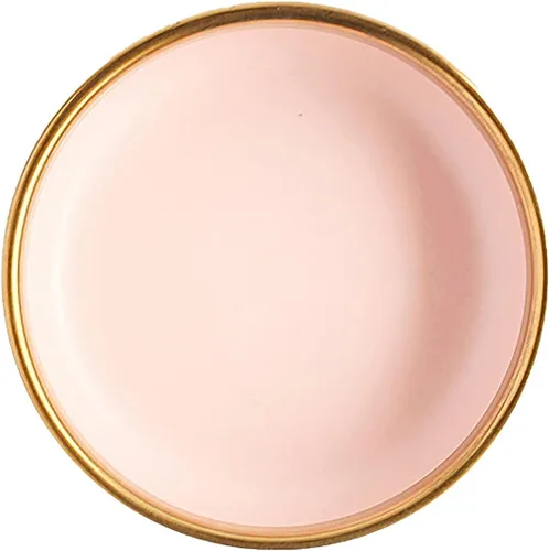 Vista 17 de Plato de cerámica moderno con borde dorado de alta calidad, plato de porcelana elegante para restaurante, juego de platos de cerámica aptos