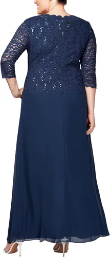Vista 3 de Alex Evenings Vestido largo de noche para mujer con corpiño de encaje de lentejuelas
