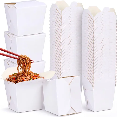 Vista 7 de Affrolling - Paquete de 100 cajas de comida chinas de 16 onzas, color rojo