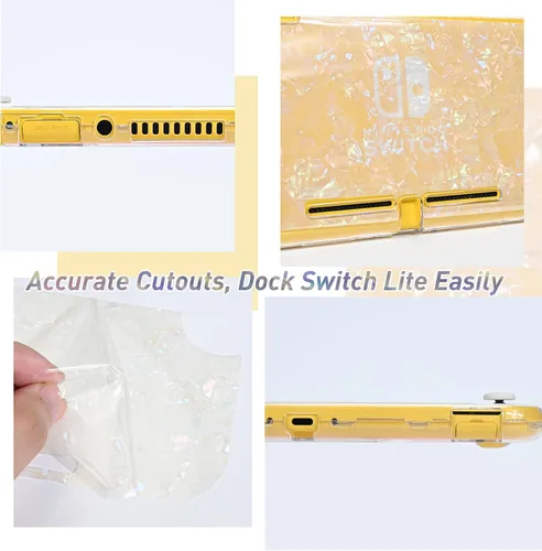 Vista 3 de DLseego Clear Glitter Protective Case for Switch Lite Console 2019, Dockable Sparkle Crystal Bling Soft & Flexible TPU and Hard PC Shockproof with
