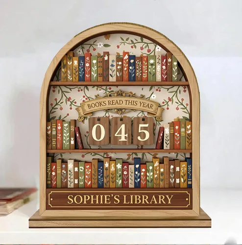 Vista 19 de Rastreador de Lectura de Libros Personalizado, Contador de Libros Leídos Este Año, Decoración de Biblioteca, Letrero de Seguimiento de Libros