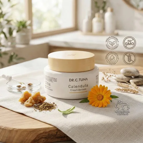 Vista 5 de FARMASi Dr. C. Bálsamo de crema de caléndula de atún, rica crema hidratante para pieles secas y sensibles, con caléndula y aceites botánicos, calma