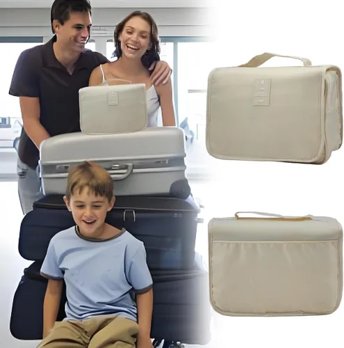 Vista 6 de Exquisita bolsa de viaje para suministros de ostomía y colostomía, la mejor opción para personas postoperatorias, con configuración colgante y Beige