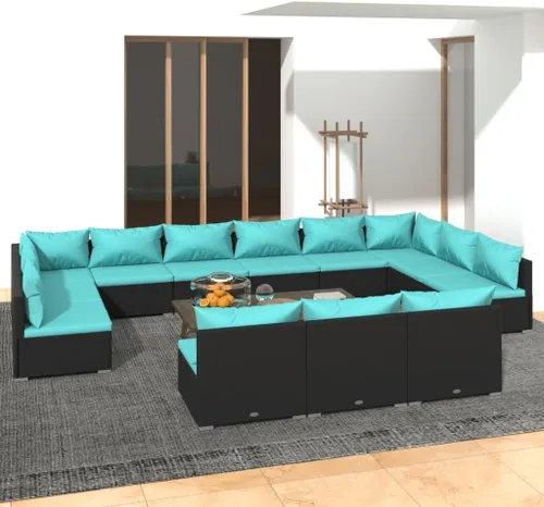Vista 77 de Sofá de 3 plazas con cojines de ratán de poliéster marrón, juego de muebles de patio al aire libre con 3 sofás centrales para patio trasero, jardín