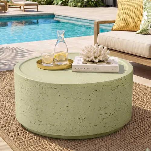 Vista 17 de UPHA Mesa de centro redonda para exteriores de 28 pulgadas, aspecto